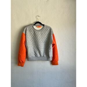 Anthropologie English Rose Quilted Woman Grey & Orange Cotton/Polyester …